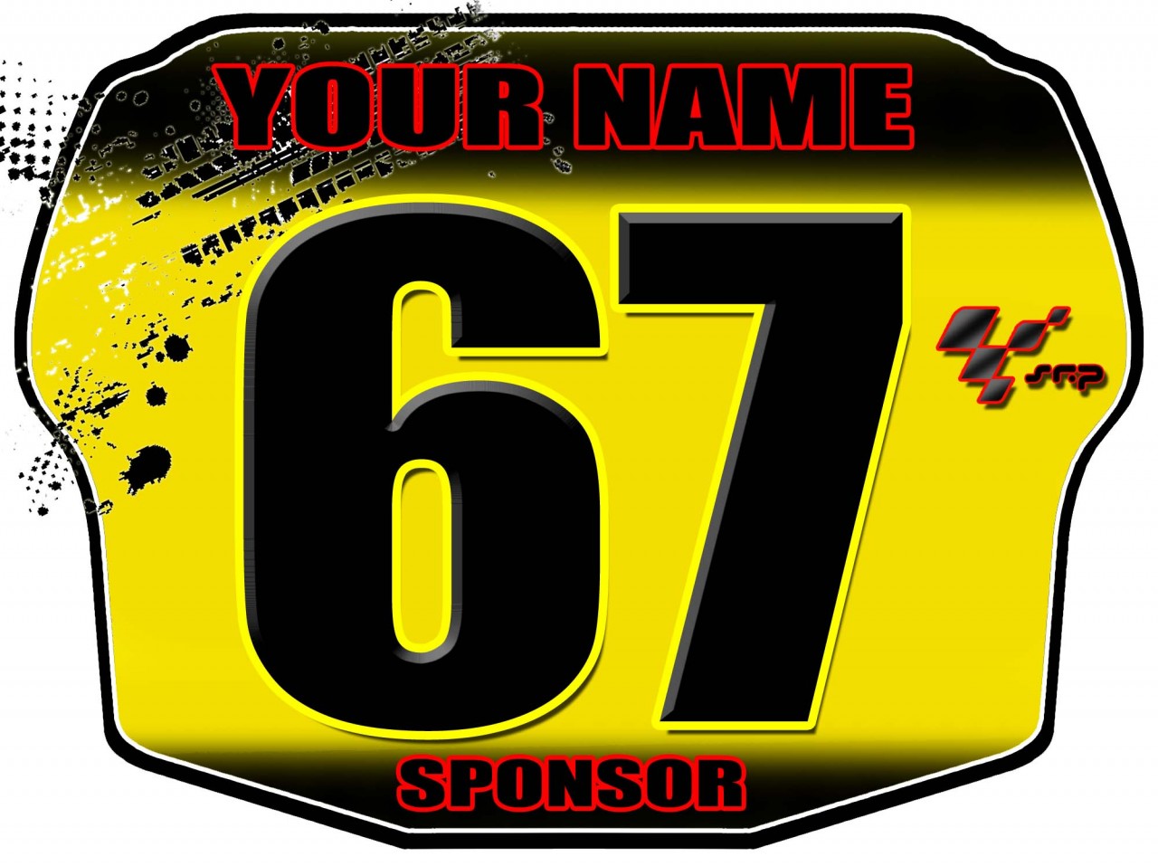 NEW 2013 SRP National Bmx Race Number Plate Yellow